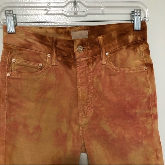 Mother High Waisted Looker Hopscotch Corduroy Tie Dye Pants 24 - Picture 3 of 10